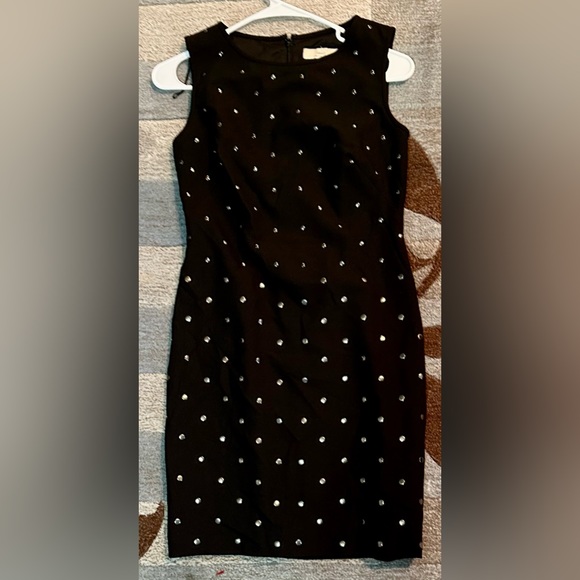 Aidan Aidan Mattox Sleeveless Silver Studded Sheath Dress J525 in Black - Picture 3 of 8